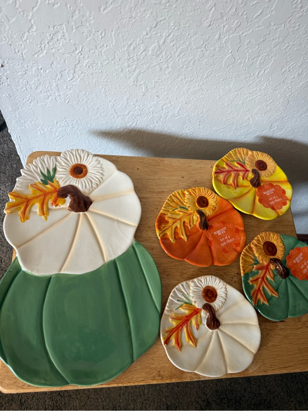 Ceramic Pumpkin Serving Platter and Plates - Autumn Colors